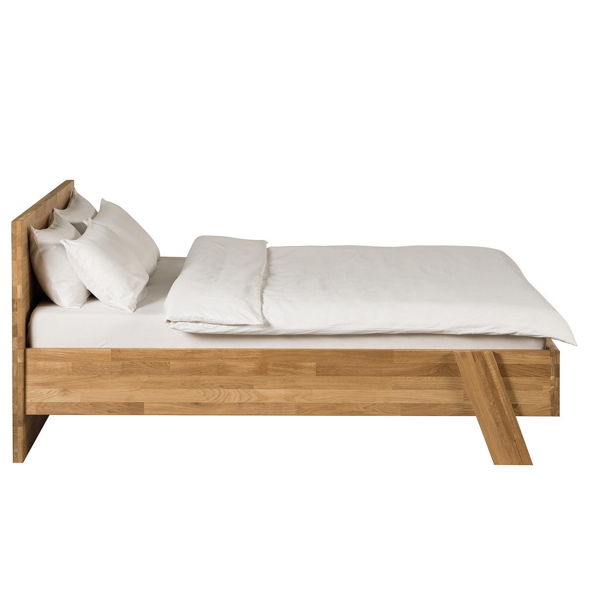MASSIVHOLZBETT - Eiche massiv - Eichefarben/Braun, Holz (180/200cm) - home24