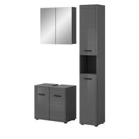 BADMÖBEL-SET grau Hochglanz 3-teilig, Komplettset mit Soft-Close - Grau, Glas/Holzwerkstoff (105/190/34cm) - Inn.Furn