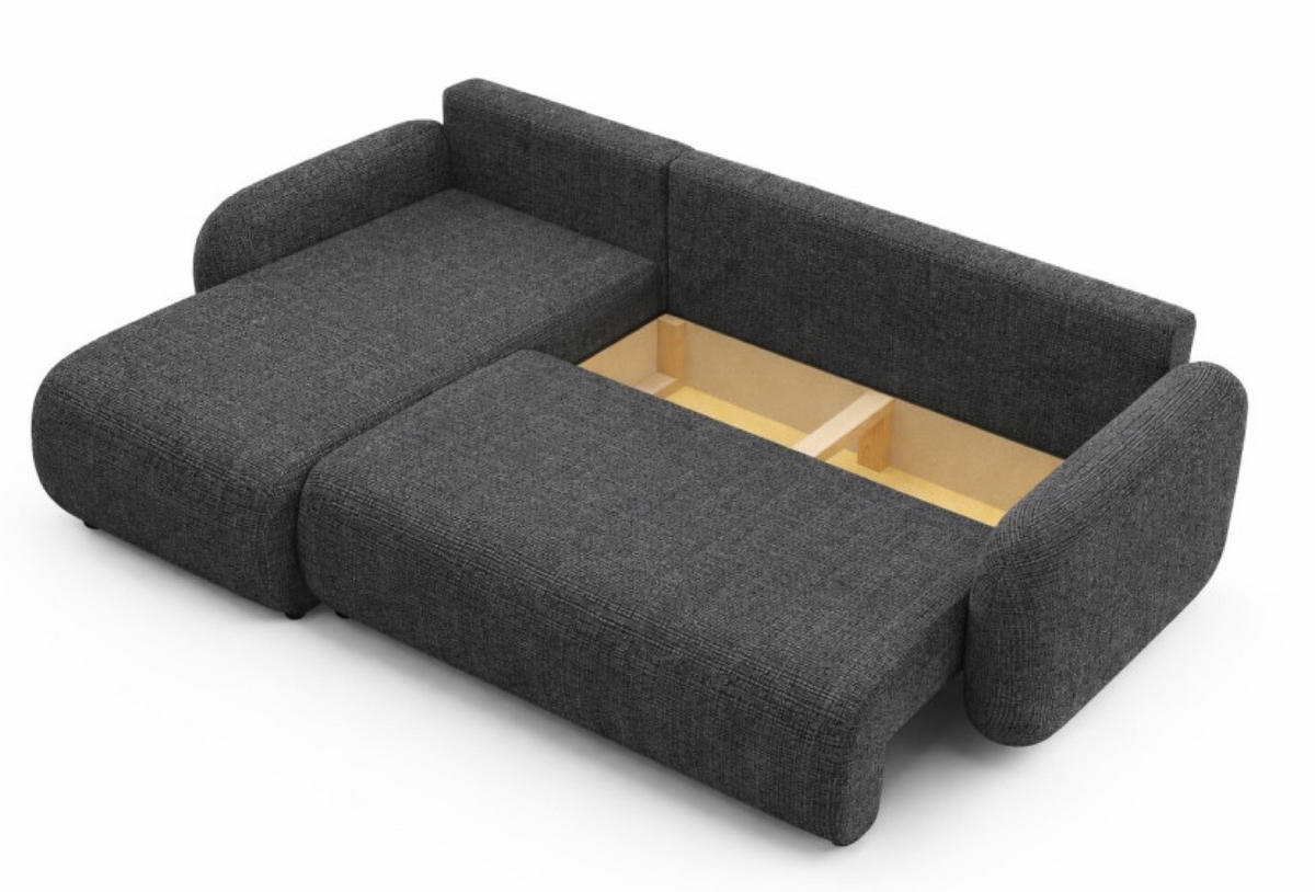 ECKSOFA Anthrazit KOMA Mit Schlaffunktion - Schwarz/Grau, Textil (228/147cm) - Sepro Meble