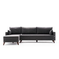 ECKSOFA mit losen Rückenkissen und Schlaffläche - Anthrazit/Walnussfarben, Holz/Kunststoff (275/165cm) - myHomelando