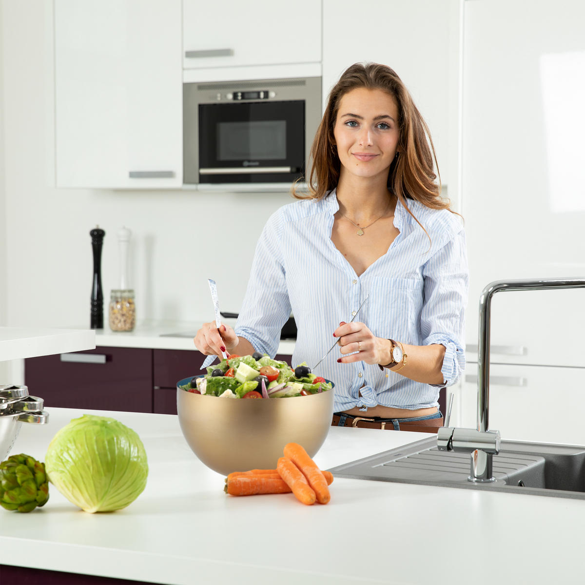 SALATSCHÜSSEL - Multicolor, Metall (20/20/10.5cm) - Relaxdays