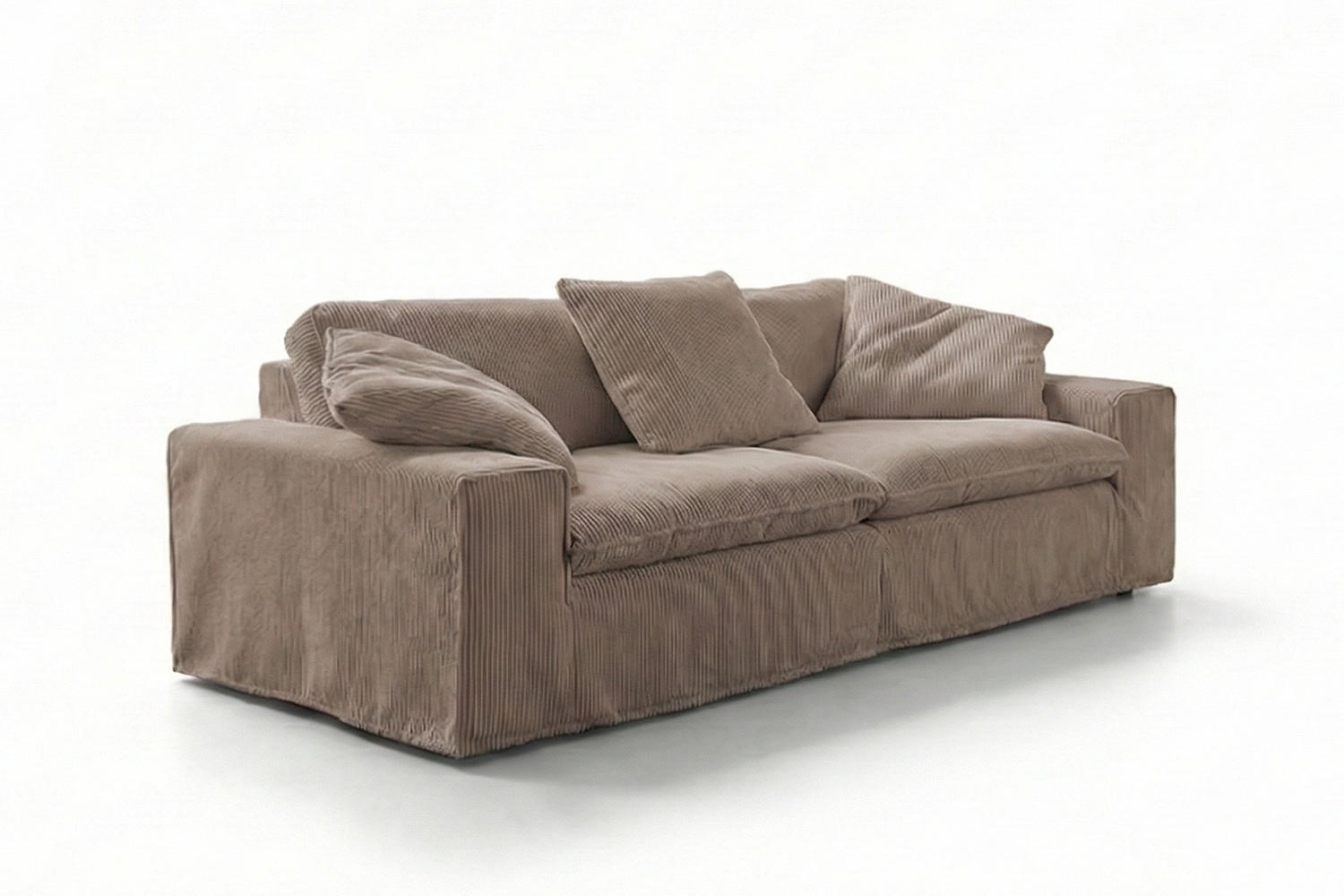 SOFA NETTA Taupe Cord - Taupe/Braun, Birkenholz/Textil (258/90/116cm) - KAWOLA