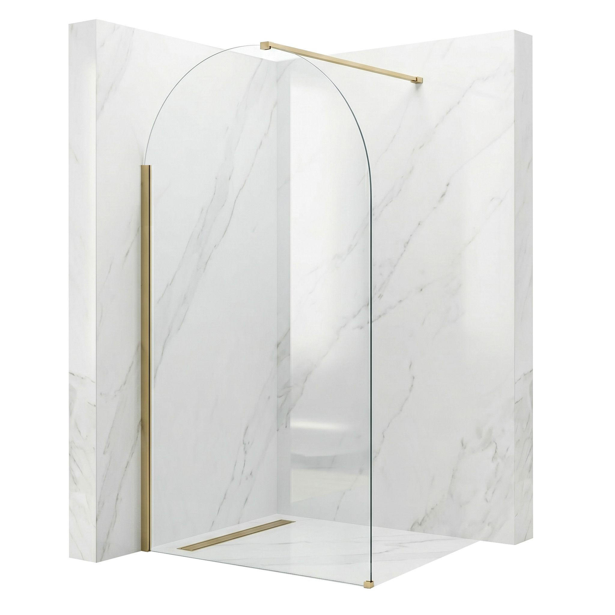 DUSCHWAND Rea Heaven Brush Gold 100 - Goldfarben, Glas (100/200cm) - REA