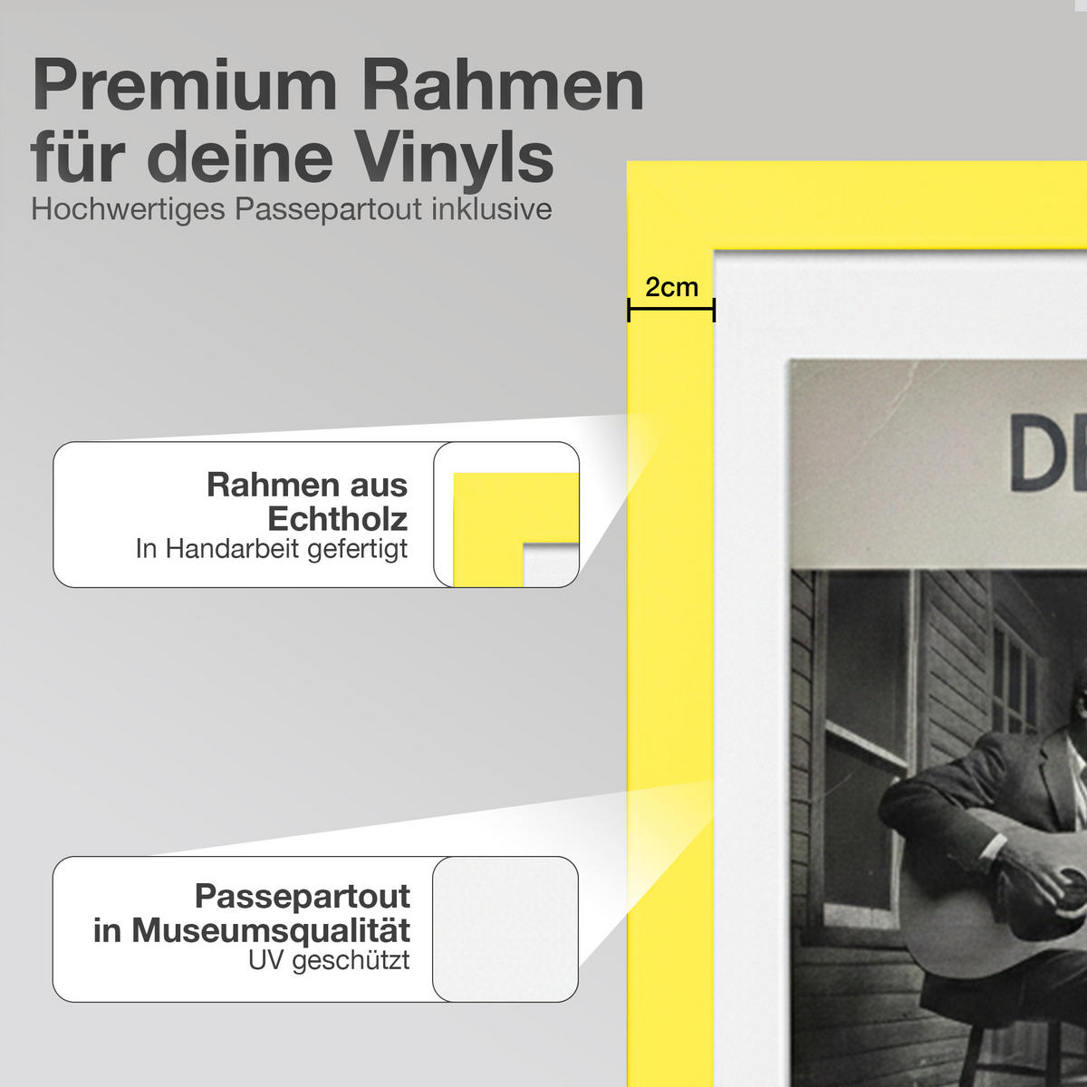SCHALLPLATTEN RAHMEN 40/60 für Cover & Vinyl - Gelb, Holz (60/40cm) - K-Möbel