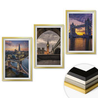 WANDBILDER 3er Set - 40x60 cm Goldrahmen - Stadtbrücken, Uhrtürme - Goldfarben, Kunststoff (40/60cm) - ArtPrintCave