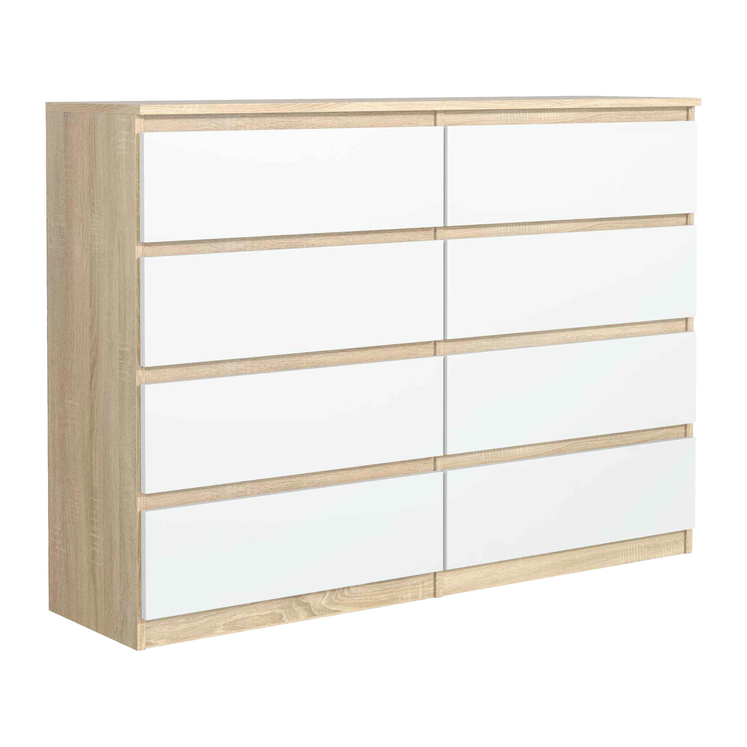 KOMMODE NUDO 138,5/101,5/39cm mit 8 Schubladen Türen Sonoma Eiche - Weiß/Sonoma Eiche, Holzwerkstoff (138.5/101.5/39cm) - MASSENO