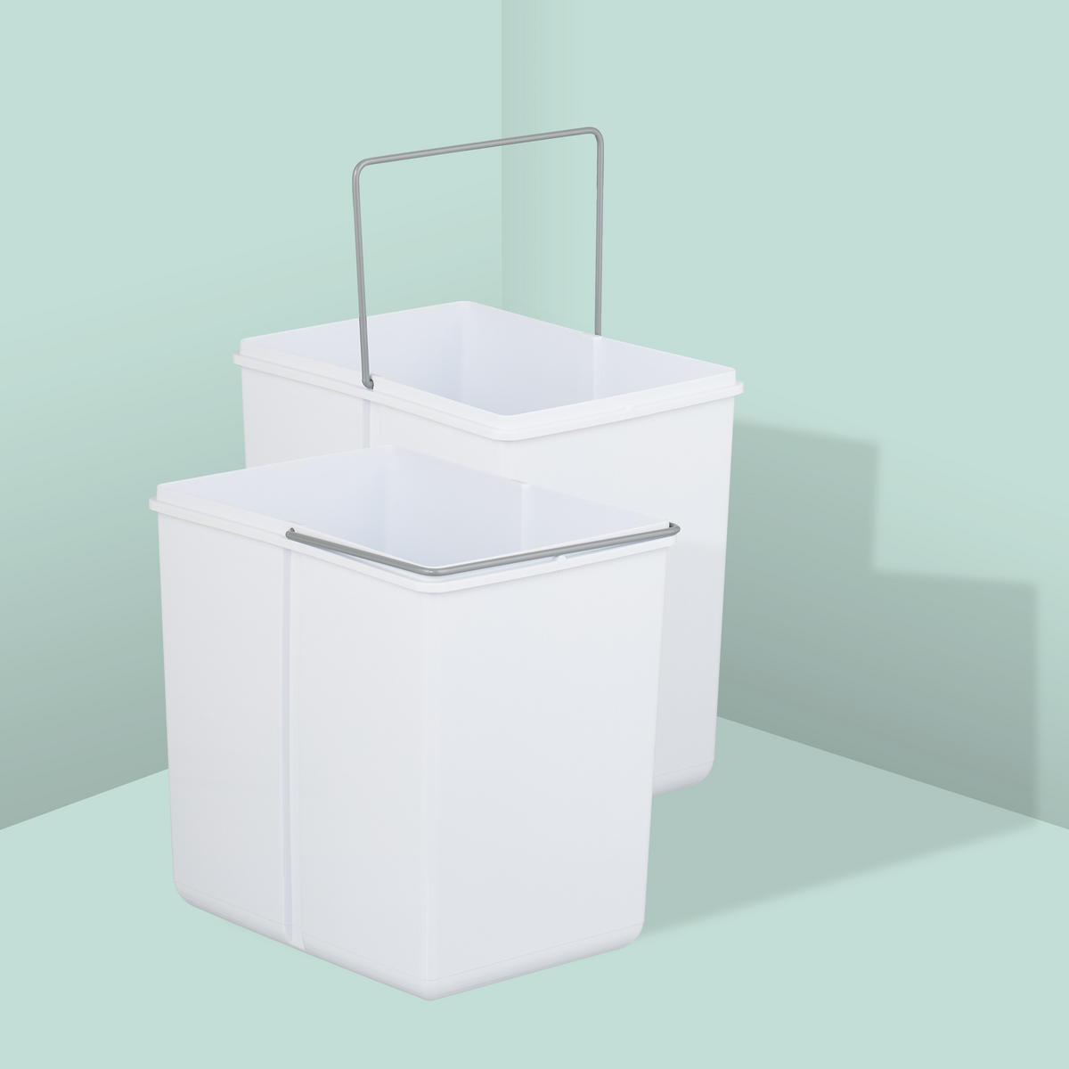 EINBAUMÜLLEIMER - Weiß, Kunststoff/Metall (34.3/35.1/48cm) - Relaxdays