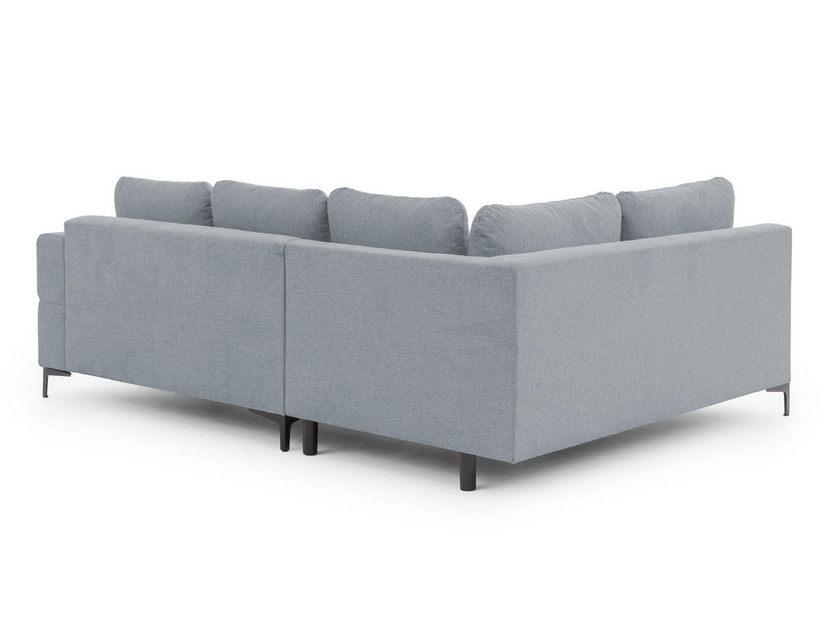 ECKSOFA inkl. Hocker Cardea mit Schlaffunktion in Bubble-Optik aus weichem Grau Strukturstoff und hohem Sitzkomfort - Ottomane links - Schwarz/Grau, Holz/Textil (170/230cm) - S-Style Möbel