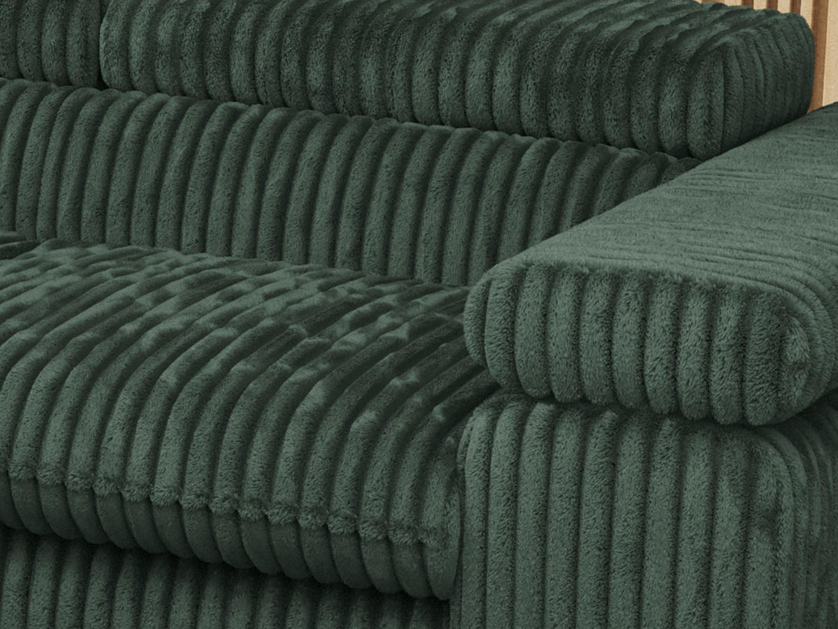 ECKSOFA PETER L Grün Cord - Links Seite - Schwarz/Grün, Textil/Metall (208/273cm) - MKS