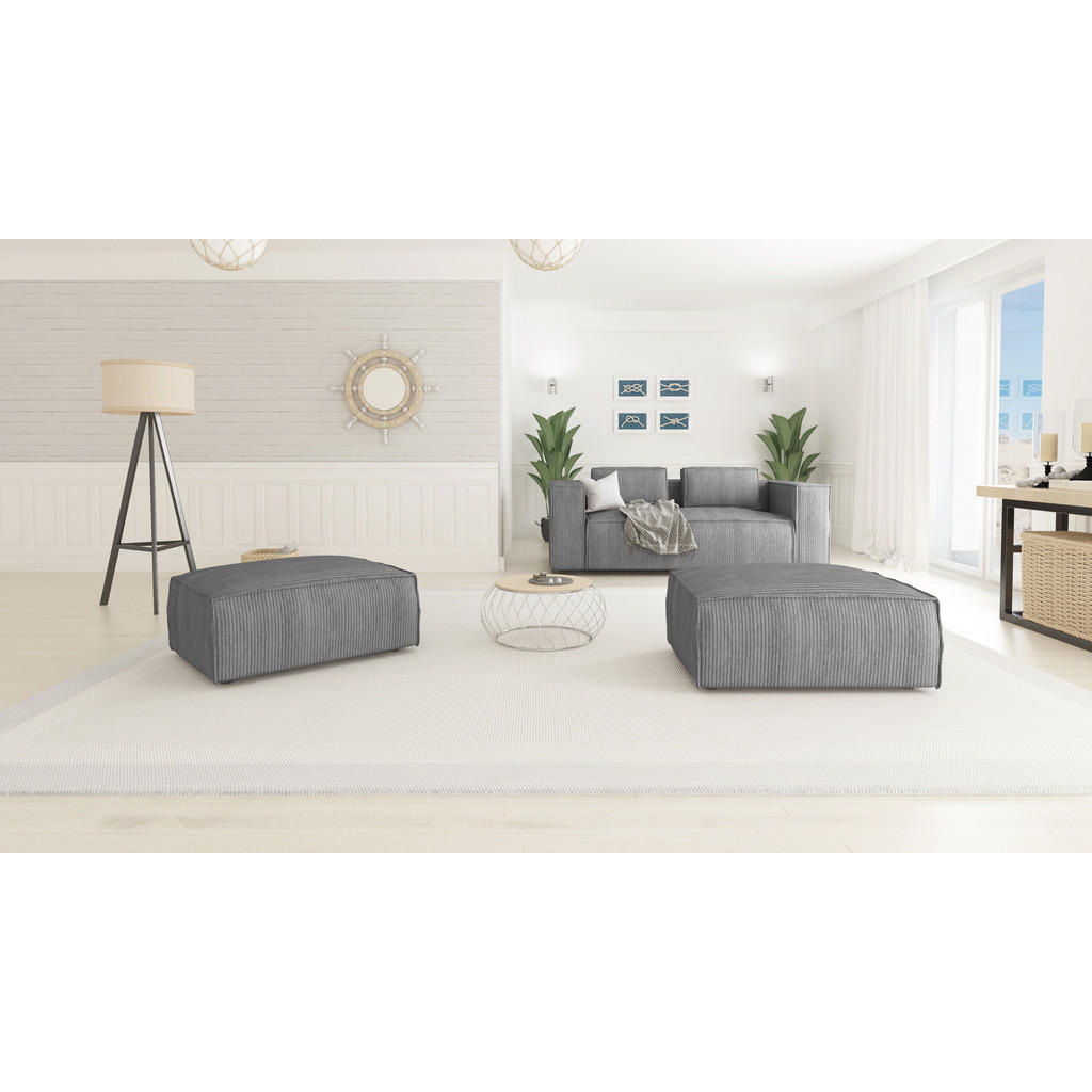 Thumbnail - S-Style Möbel Hocker, Hellgrau, Textil, Echtholz,Buche, Birke, 1-Sitzer, Füllung: Polyetherschaumkern, 93x46x73 cm, Blau...