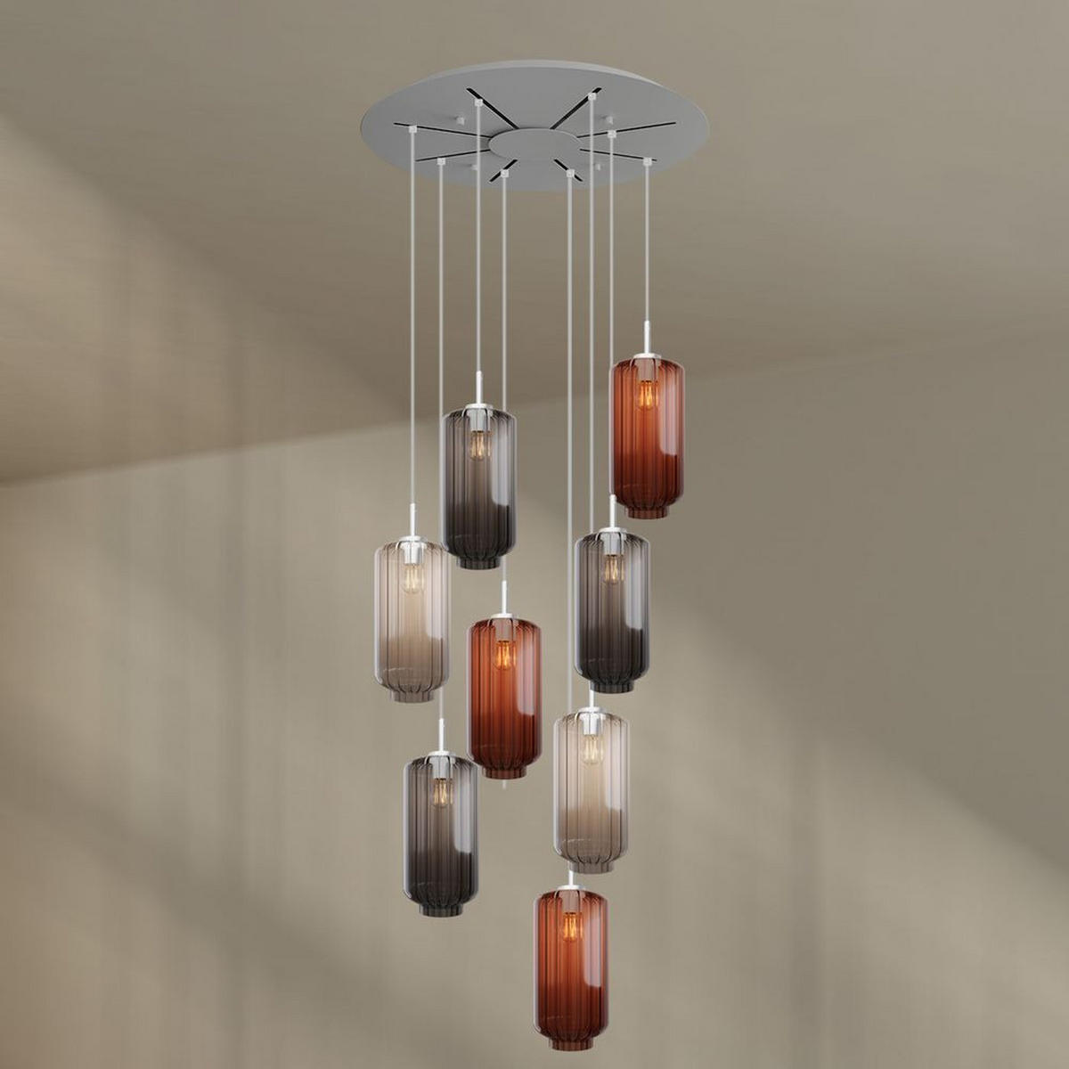 GALERIELEUCHTE Velo 8-flammig Mehrfarbig Ø 18cm - Multicolor/Weiß, Glas (18/18/33cm) - s.luce