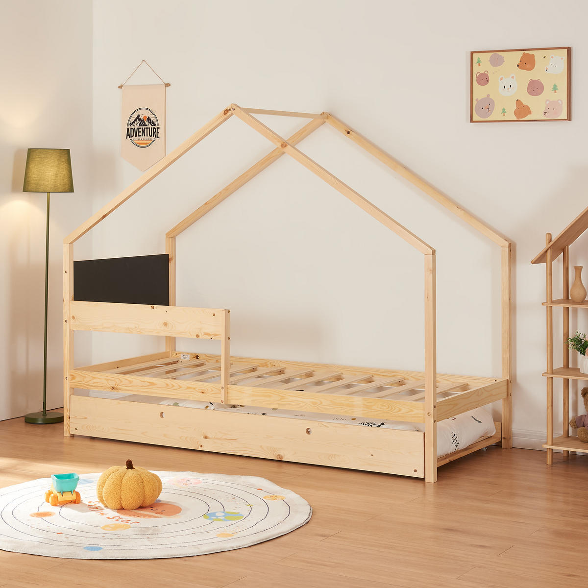 DOPPEL-KINDERBETT Sodankylä - Naturfarben, Holz (90/200cm) - [en.casa]