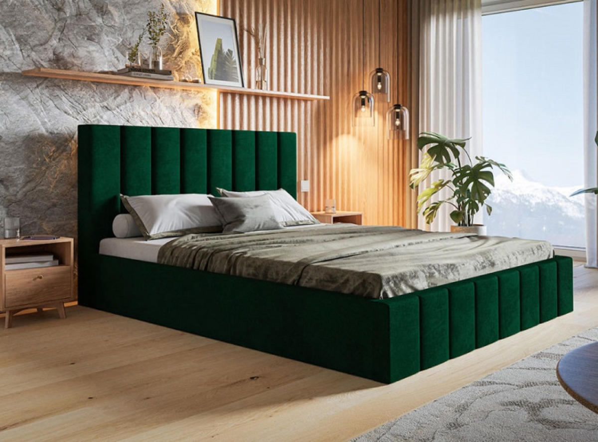 BETT Grün SIM 10 180x200 cm - Schwarz/Grün, Kunststoff/Textil (180/200cm) - Sepro Meble