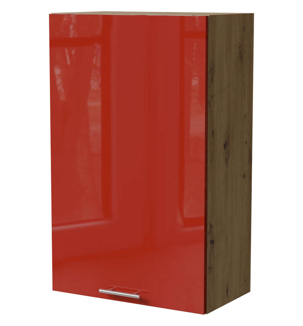 Feldmann-Wohnen Hängeschrank Rot, Eiche Artisan 60x96x32.5 cm