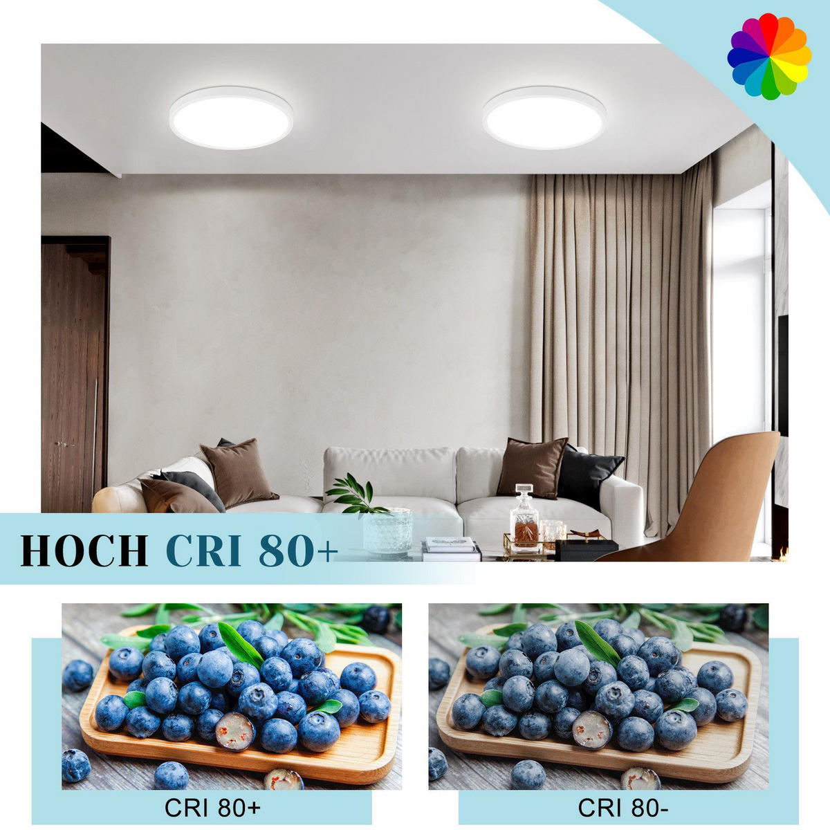 LED-DECKENLEUCHTE Edwin 18.7/18.5/2.4cm - Weiß, Kunststoff (18.7/18.5/2.4cm) - ZMH