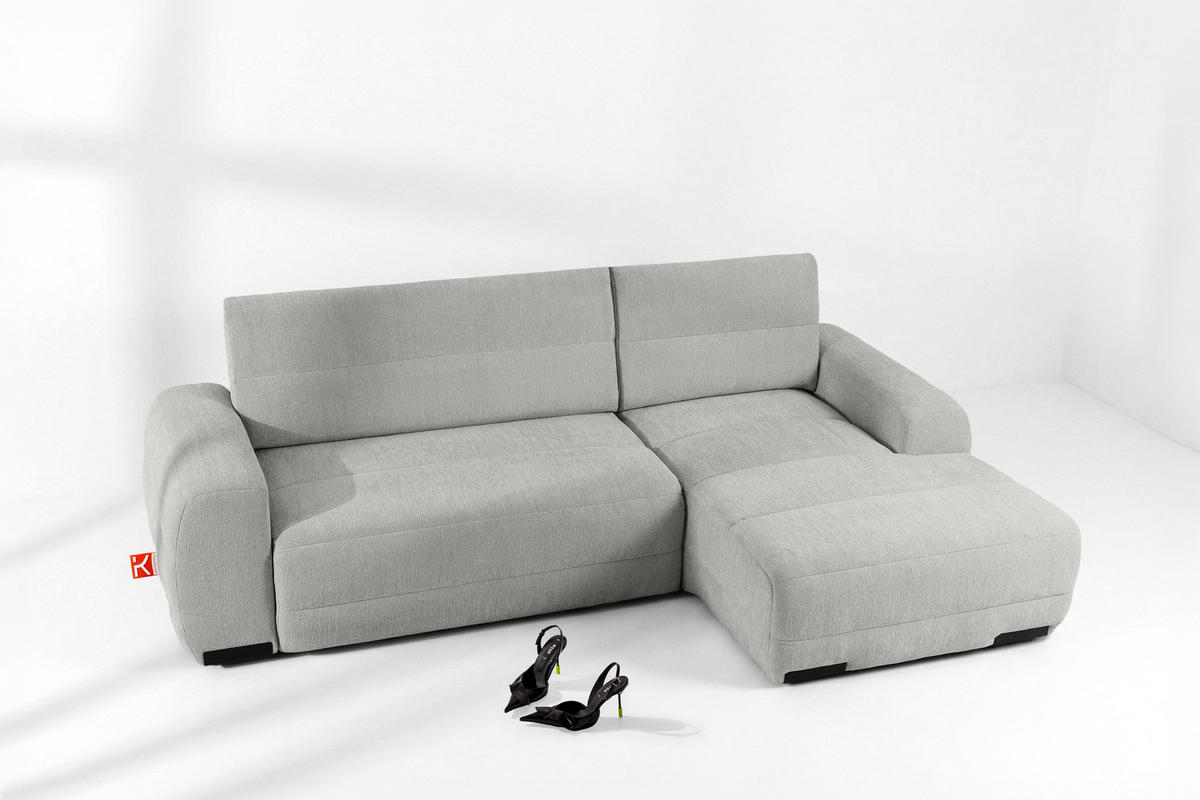 ECKSOFA RECHTS BLUME, Hellgrau - Hellgrau, Holz/Holzwerkstoff (271/164cm) - KONSIMO®