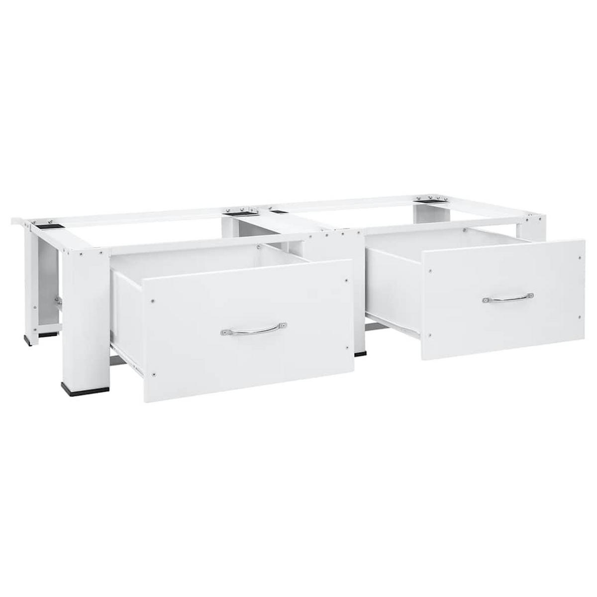 DOPPEL-UNTERGESTELL Für Waschmaschine Und Trockner Weiß - Weiß, Metall (54.5/32.5/127cm) - vidaXL