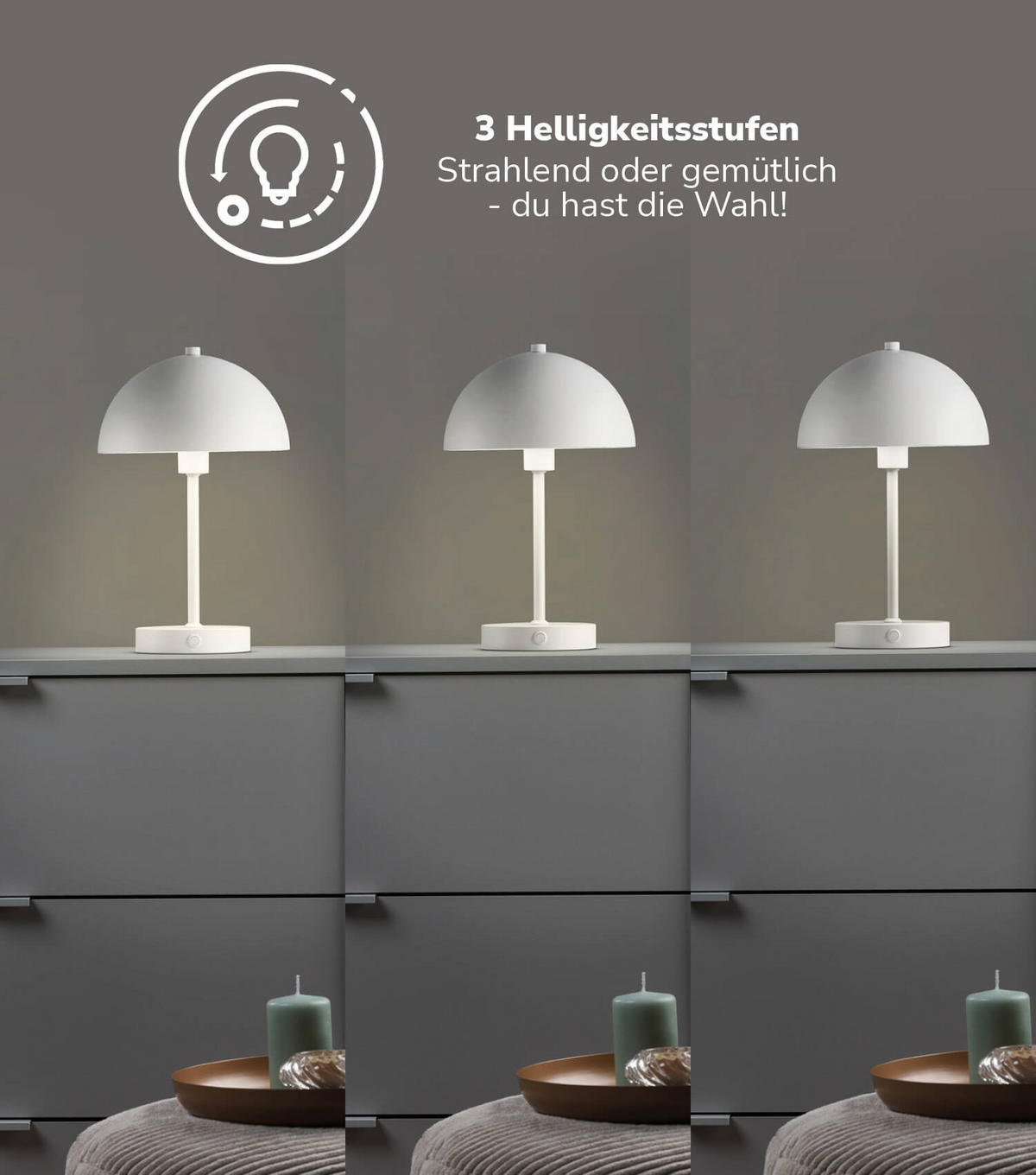 TISCHLAMPE KABELLOS Der Leuchtturm - Weiß, Metall (20/20/31.5cm) - Mokebo