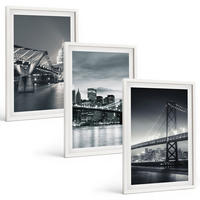BILDER SET 3er Set - 40x60 cm Weißer Rahmen - Brücken, Stadtarchitektur, Grau - Weiß, Kunststoff (40/60cm) - TULUP