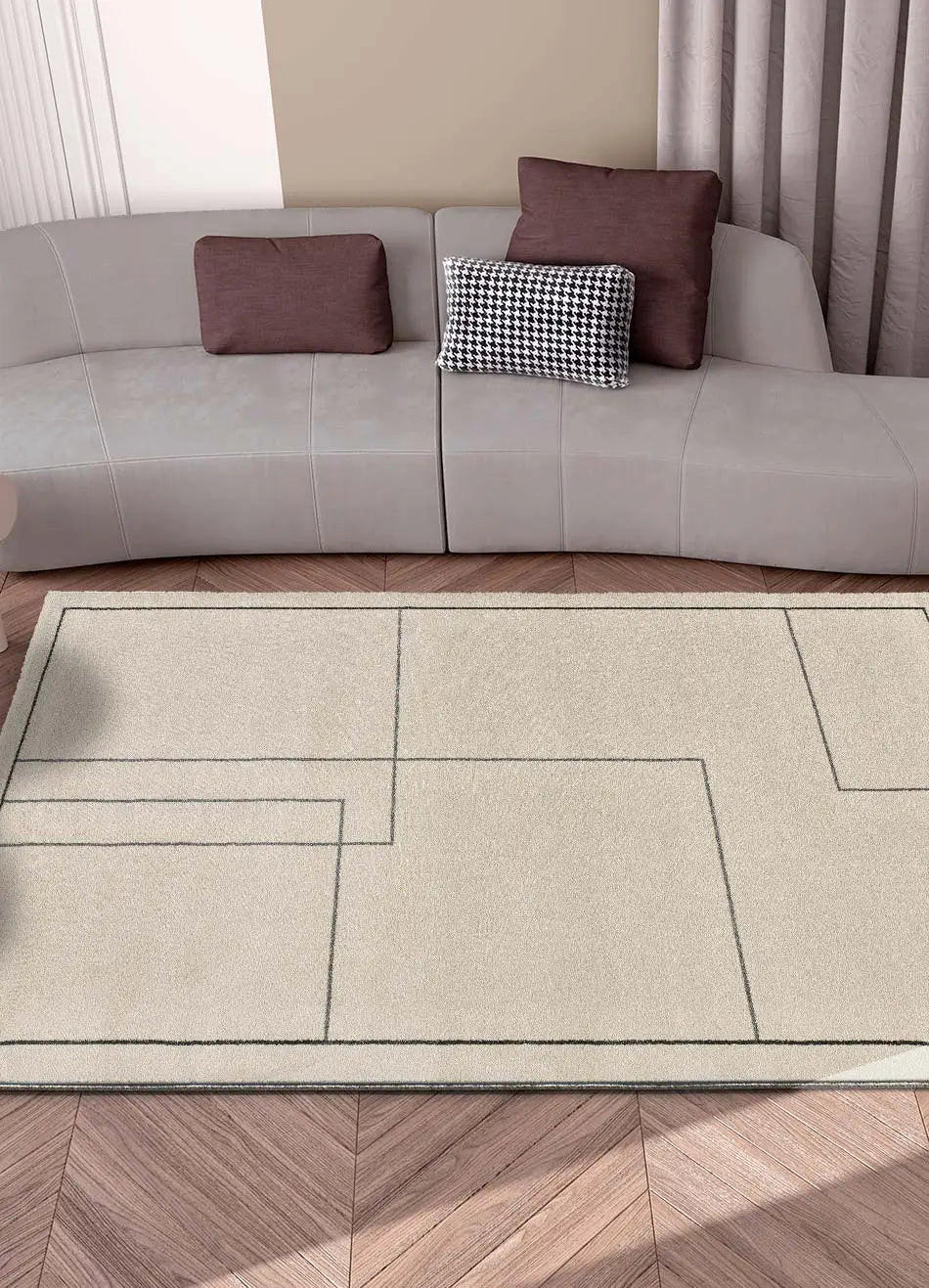 Thumbnail - Atticgo Kurzflorteppich, Weiß, Textil, Grafikmuster, Rechteckig, 80x150 cm, Oeko-Tex® Standard 100, antistatisch, für Fu...