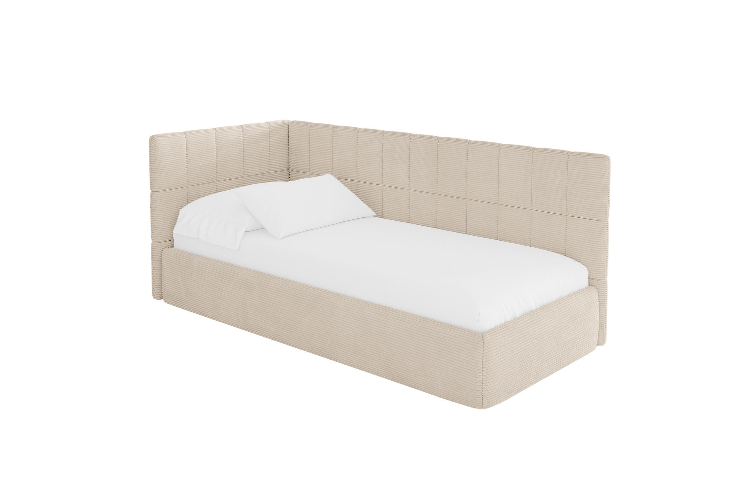 ALTDECOR JEDNOLŮŽKOVÁ POSTEL pro mládež s úložným prostorem a matrací H3/H4, vpravo - TULY 80x200 béžová