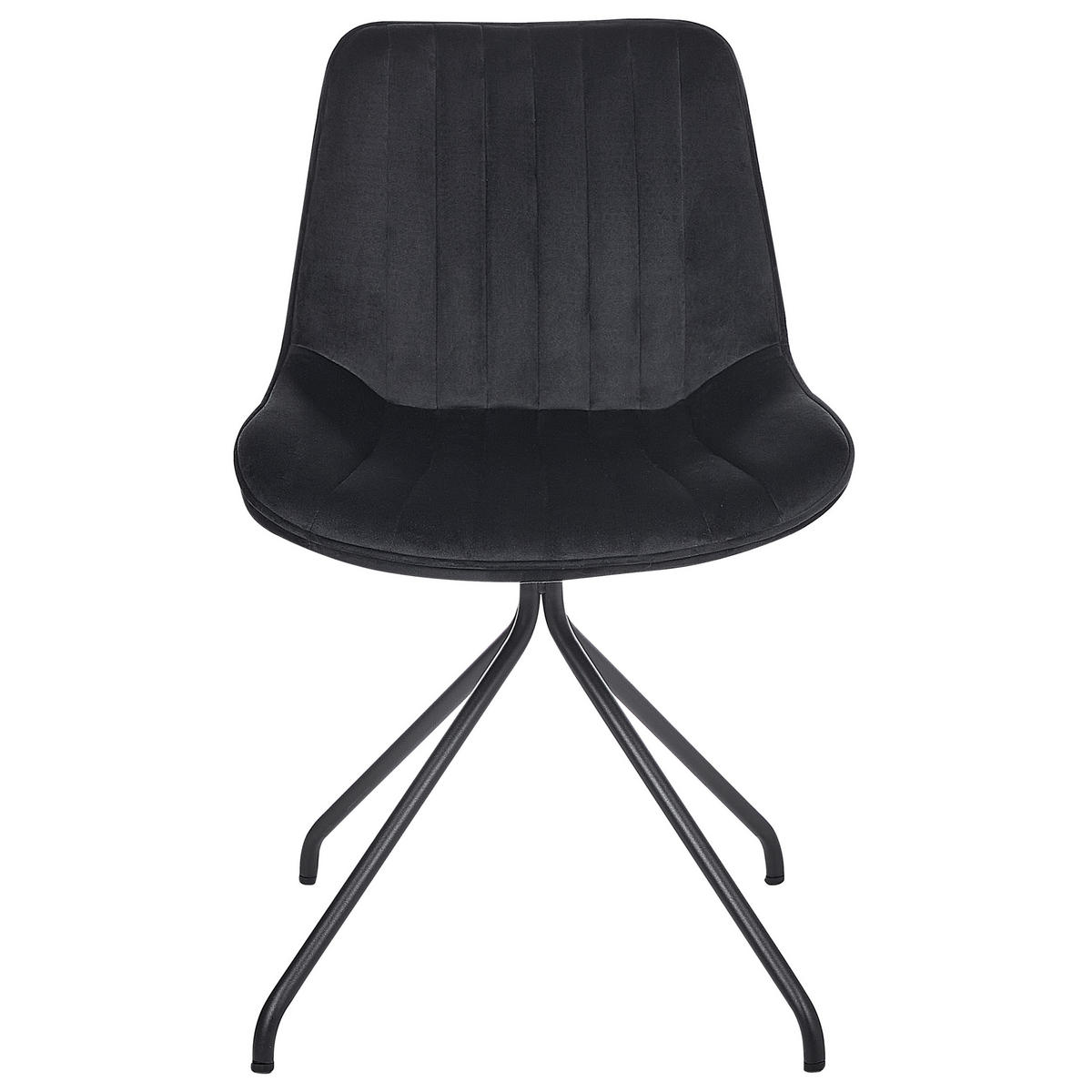 ESSZIMMERSTUHL 2er-Set Samtstoff Schwarz Navasota - Schwarz, Textil/Metall (47/83/62cm) - Beliani