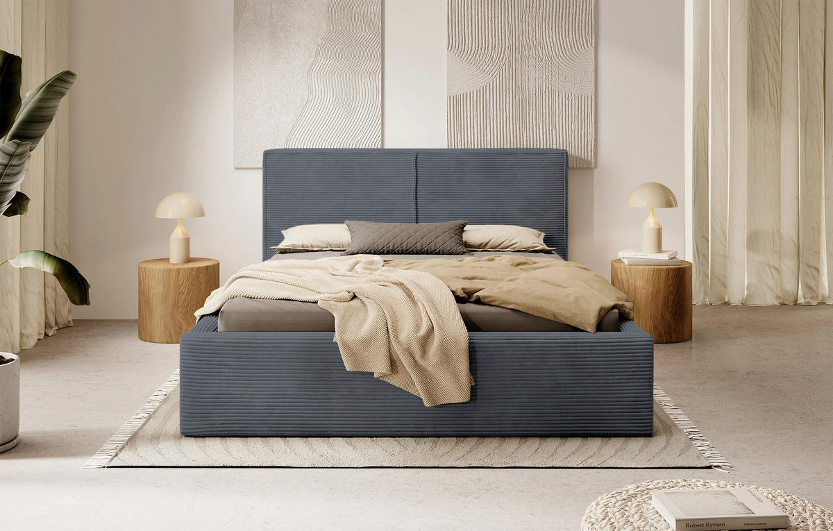 POLSTERBETT Farese Grau Cordbezug 140 cm - Grau, Textil (140/200cm) - Selsey