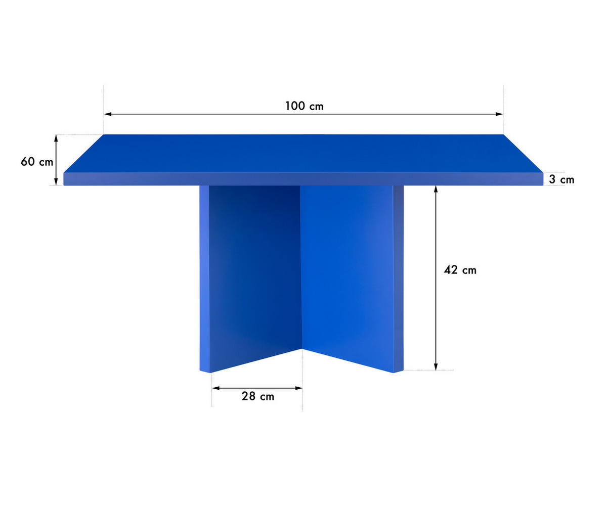 COUCHTISCH mit laminiertem-Platte 3cm Blau 100/60 cm - Blau, Holzwerkstoff (60/100/42cm) - RNT By Really Nice Things