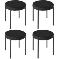 HOCKER 4er-Set stapelbar mit gepolstertem Sitz, Schwarz, Metall, 41,5/41,5/46 cm - Schwarz, Metall (41.5/46/41.5cm) - MIVRAY