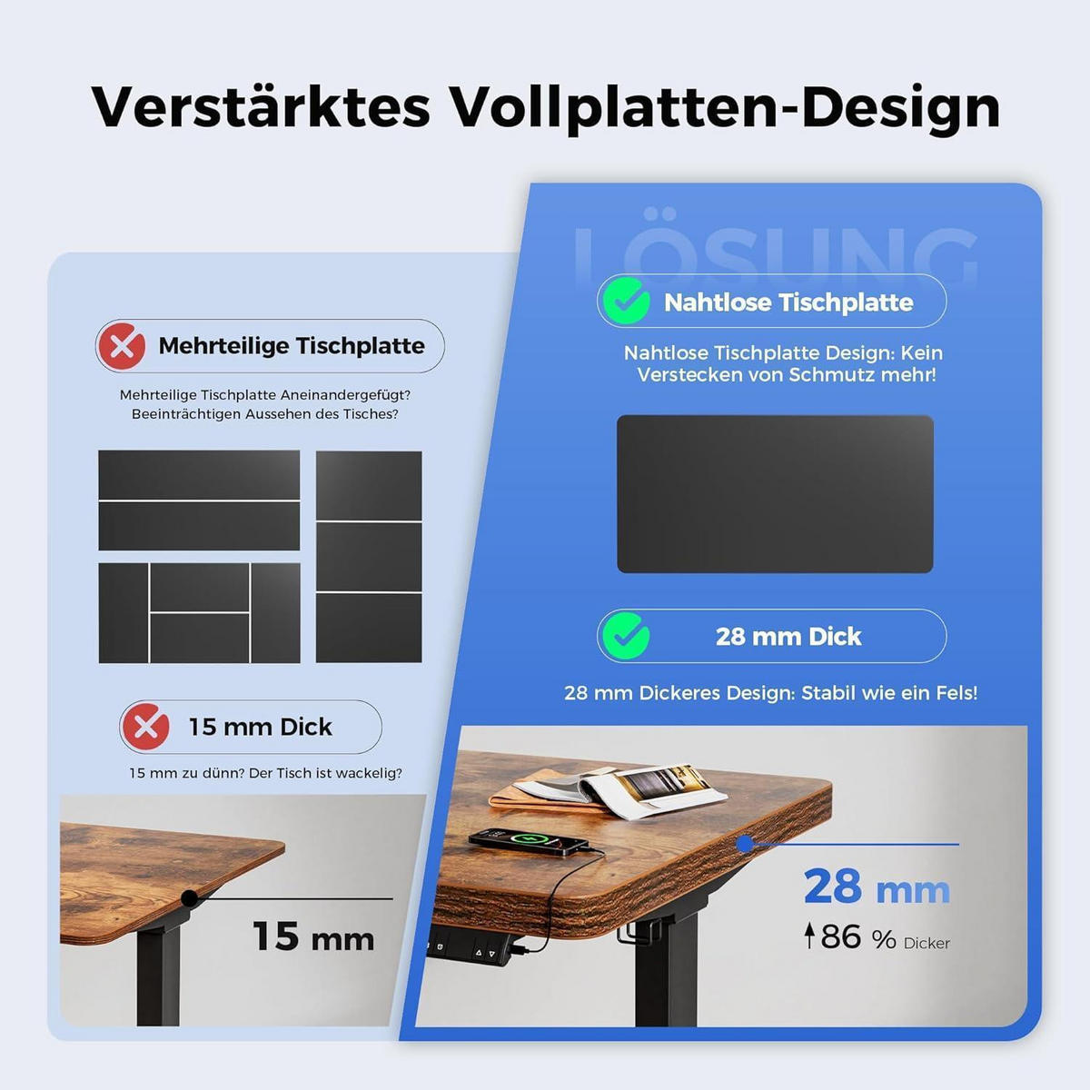 SCHREIBTISCH höhenverstellbar 160 x 80 cm Braun - Braun, Holz (160/80/75cm)