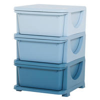 AUFBEWAHRUNGSBOXEN für Kinder, 3 große Schubladen, Kunststoff, Blau - Blau, Kunststoff (37/56.5/37cm) - HOMCOM