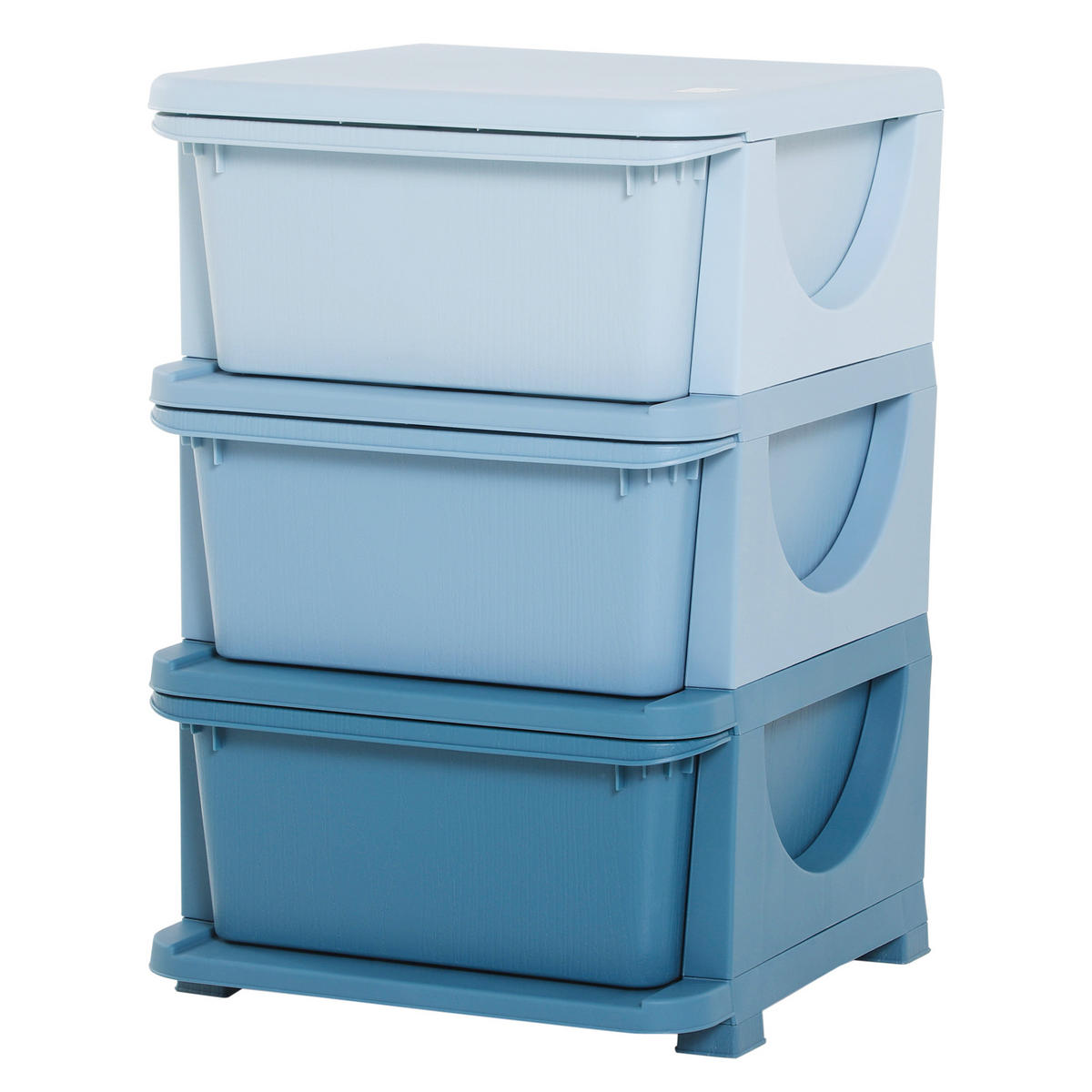 AUFBEWAHRUNGSBOXEN für Kinder, 3 große Schubladen, Kunststoff, Blau - Blau, Kunststoff (37/56.5/37cm) - HOMCOM