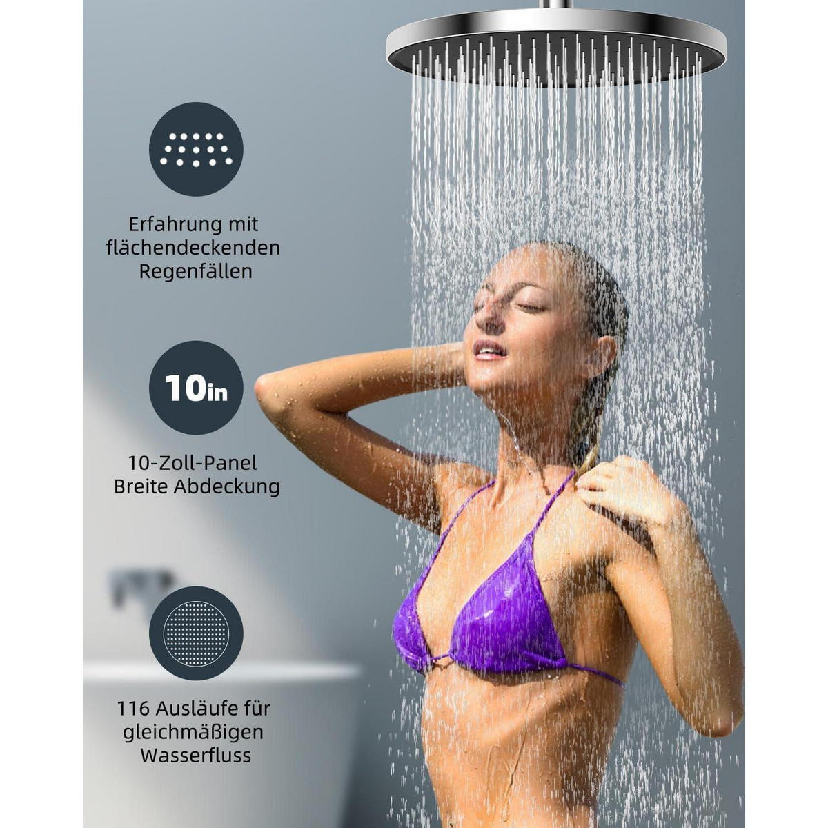 DUSCHKOPF Regendusche 25 cm Chrom/Schwarz - Multicolor, Metall (15/12.7/25cm)