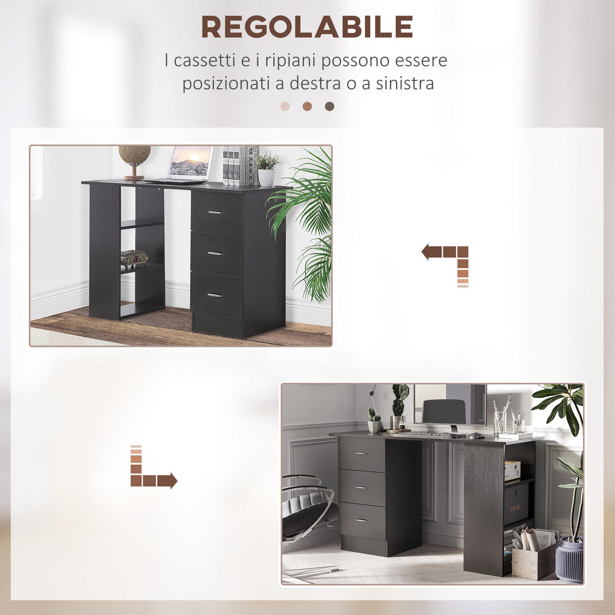 BÜROTISCH Schwarz, Silber 1 Stück - Multicolor, Holzwerkstoff (107/60/72cm) - GiPP