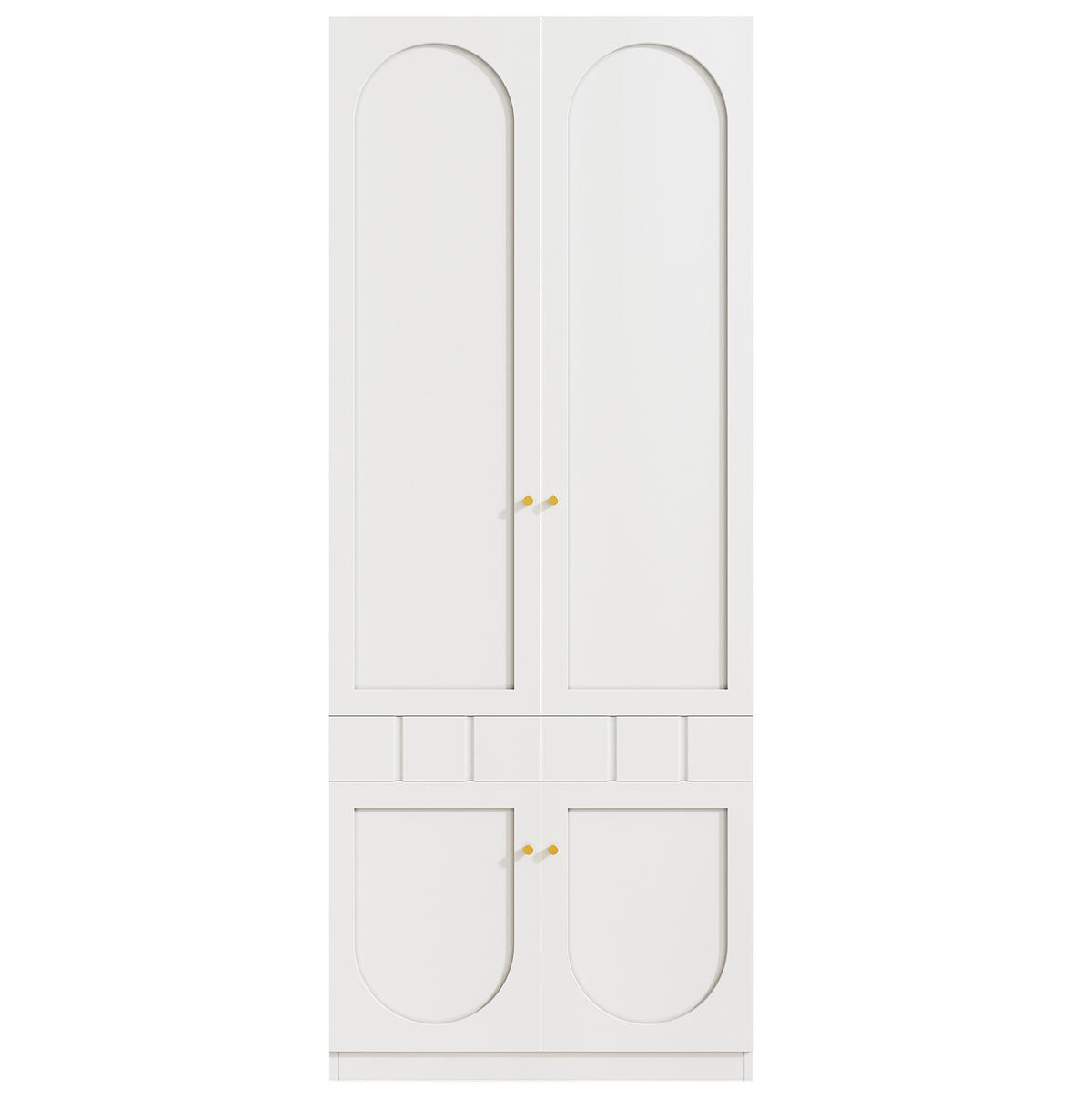 KLEIDERSCHRANK-SET aus MDF 160x50x200 cm Weiß mit Doppeltüren, Schubladen und Kleiderstange - Weiß, Holzwerkstoff (160/200/50cm) - Modfu