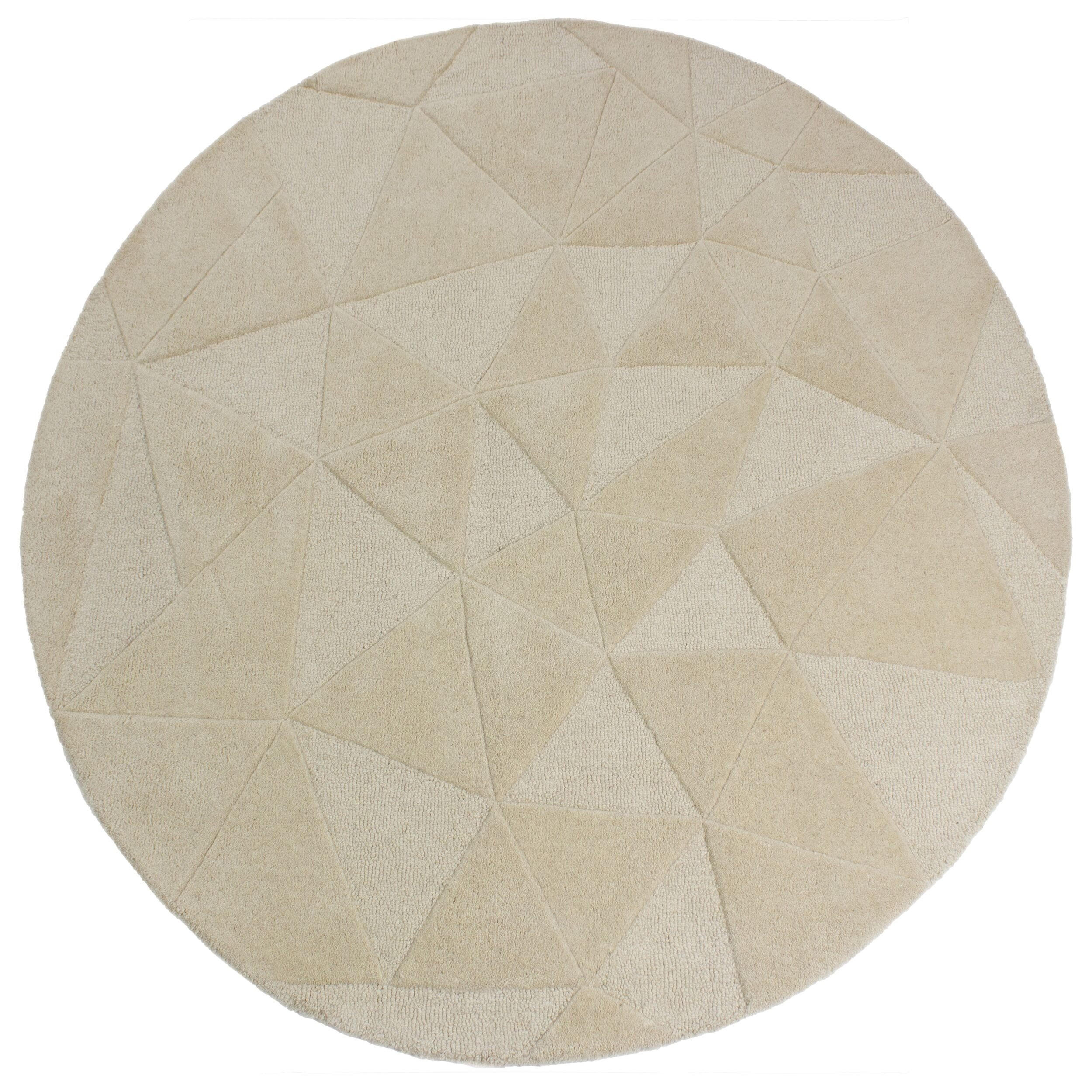 WOLLTEPPICH DEBEN, geometrisch, Natur, Ø 160 cm - Beige, Textil (160/160cm) - KADIMA DESIGN