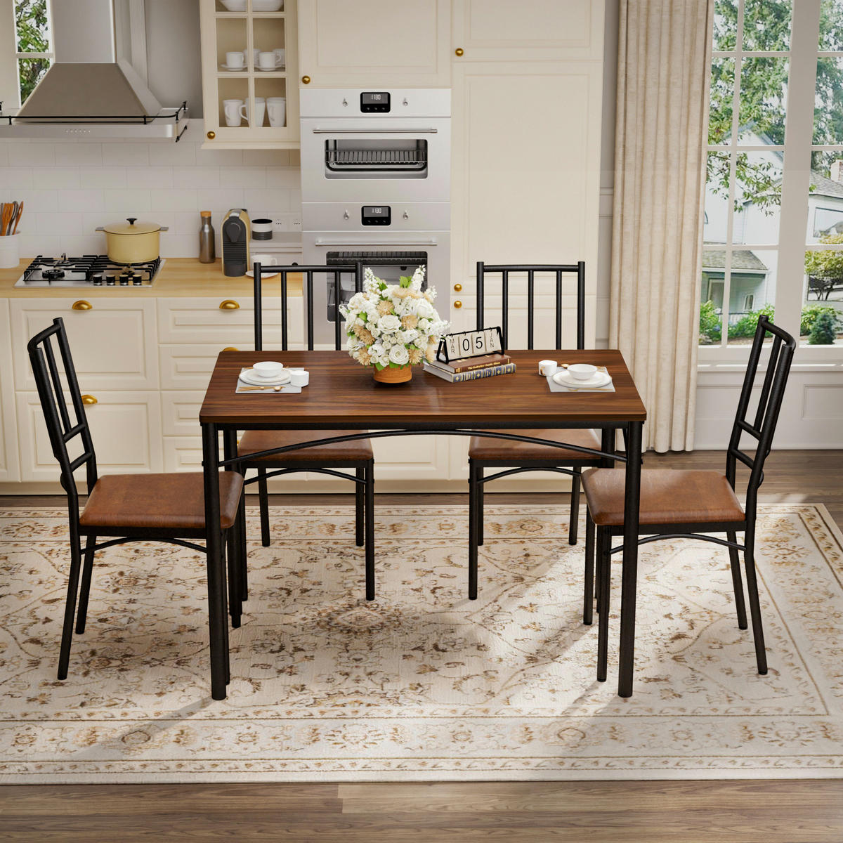 ESSGRUPPE DE-39329 5-teilig, mit 4 Stühlen Walnuss - Walnussfarben, Holzwerkstoff (110/76.5/60cm) - ComfortXL