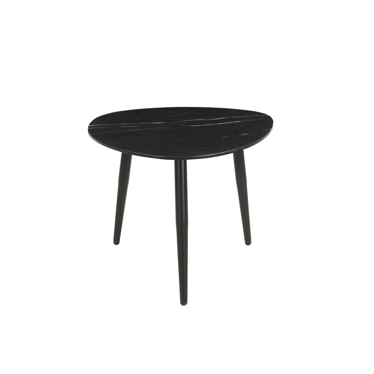 COUCHTISCHE Oval Ausziehbar Schwarzer Marmor Metall 2er-Set PLATZ - Schwarz, Stein (72/67/45cm) - Miliboo