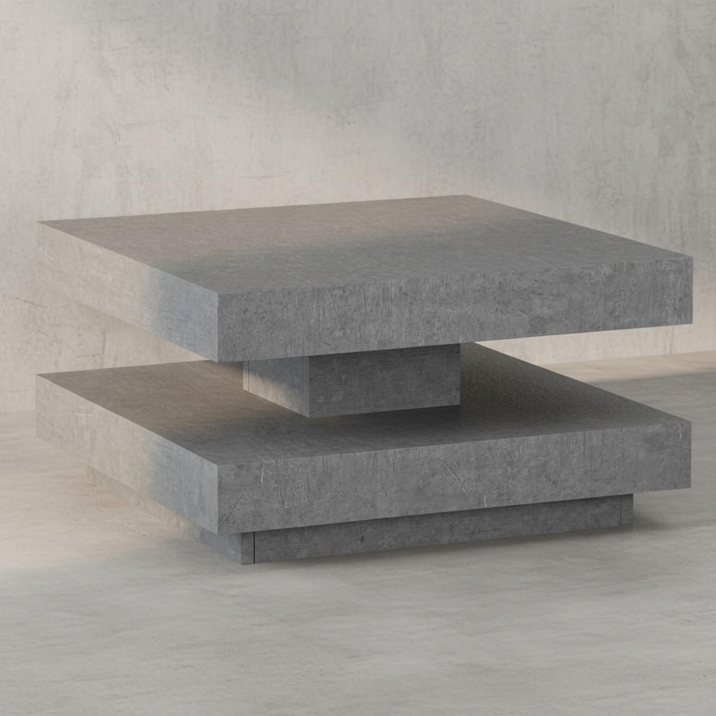 COUCHTISCH in Stein-Optik mit Stauraum, Modernes Design, Quadratisch, Grau 60x60x34 cm - Grau, Holzwerkstoff (60/60/34cm) - KADIMA DESIGN