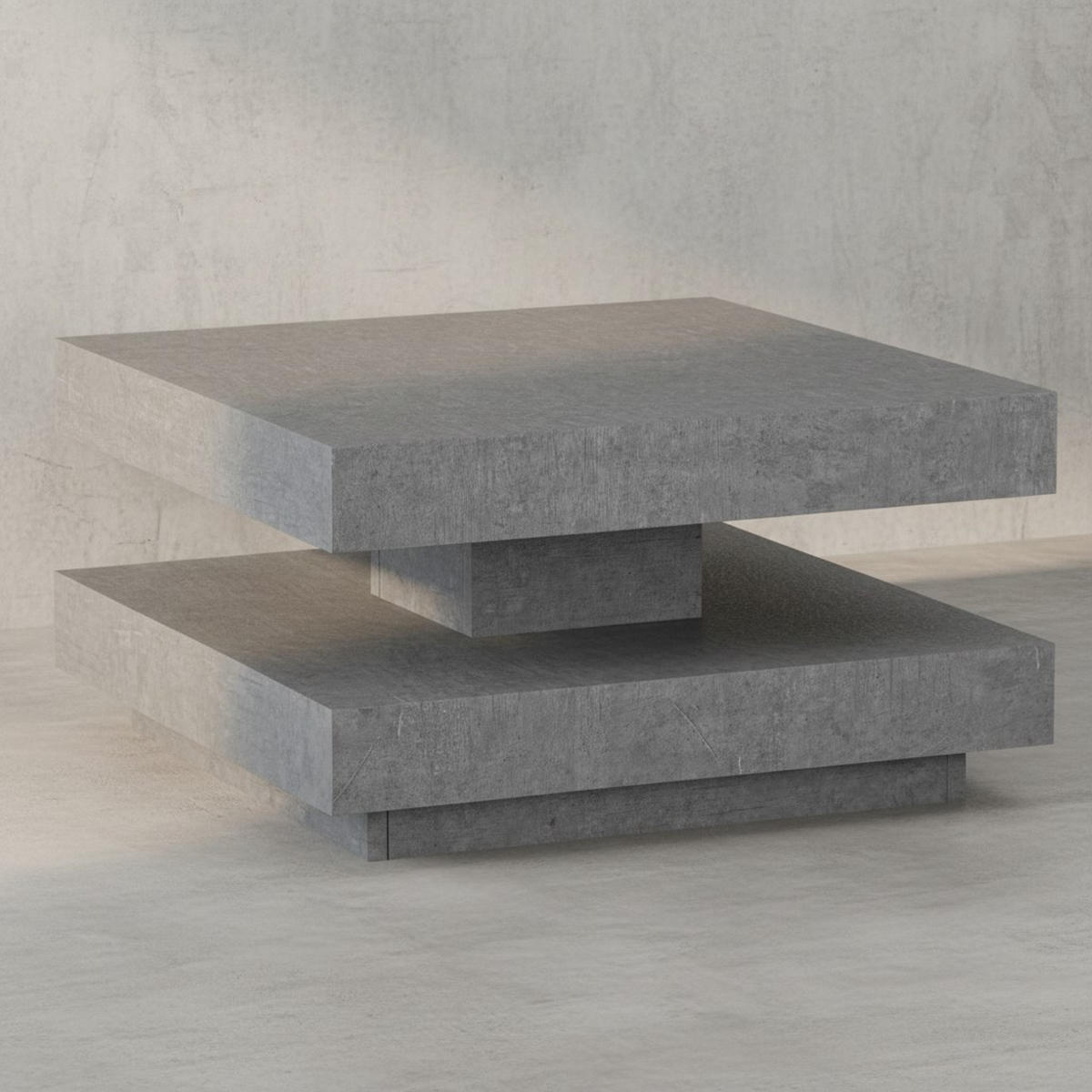 COUCHTISCH in Stein-Optik mit Stauraum, Modernes Design, Quadratisch, Grau 60x60x34 cm - Grau, Holzwerkstoff (60/60/34cm) - KADIMA DESIGN