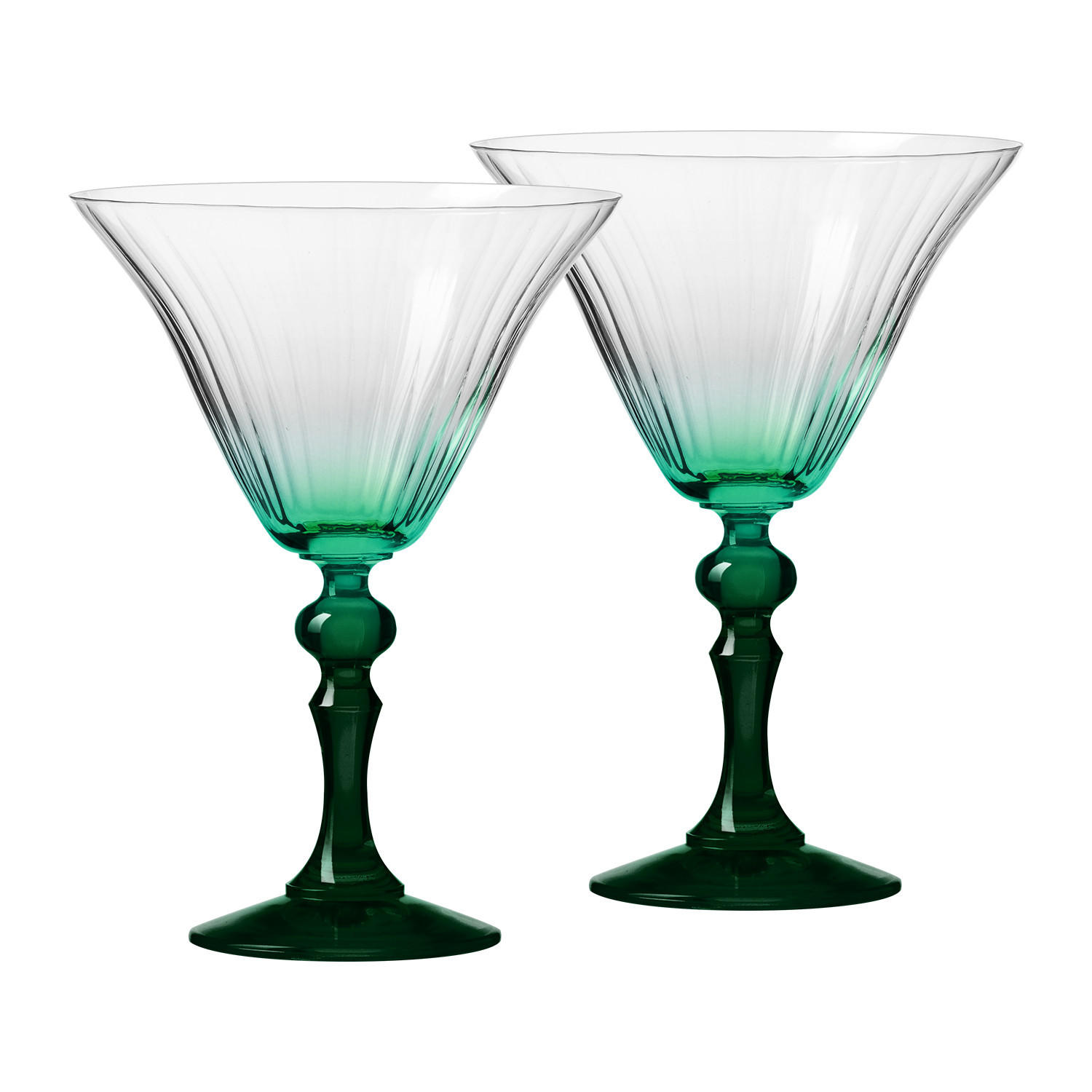 COCKTAILGLÄSER BUBBLE CELEBRATION MOMENTS MIT GRÜNEM STIEL, 2ER-SET, 170 ML - Transparent, Glas (0.17L) - Krosno Glass