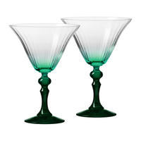 COCKTAILGLÄSER BUBBLE CELEBRATION MOMENTS MIT GRÜNEM STIEL, 2ER-SET, 170 ML - Transparent, Glas (0.17L) - Krosno Glass