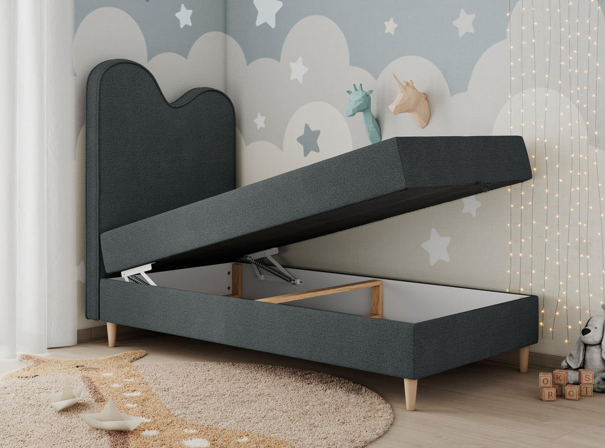 BOXBETT FLOW 90/180 Dunkelgrau Struktur - H3 - Dunkelgrau, Holz/Textil (90/180cm) - MKS