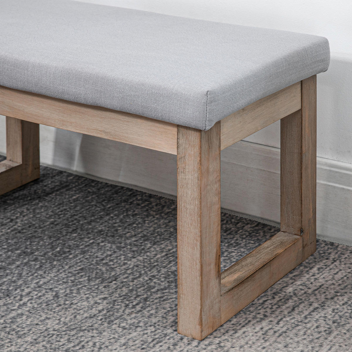 FUSSBANK DE-07239 mit Skandi-Design und Leinenimitat Grau/Natur - Grau, Holz/Textil (38/42/68cm) - ComfortXL