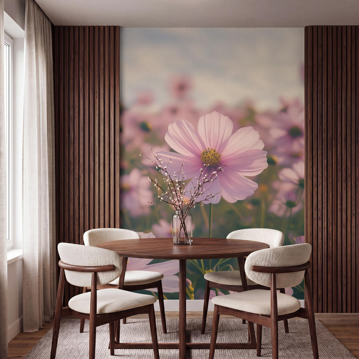 TAPETE - Blumen - Lila - Unscharf - 140x220 cm - Rosa, Papier (140/220cm) - OnlyWow