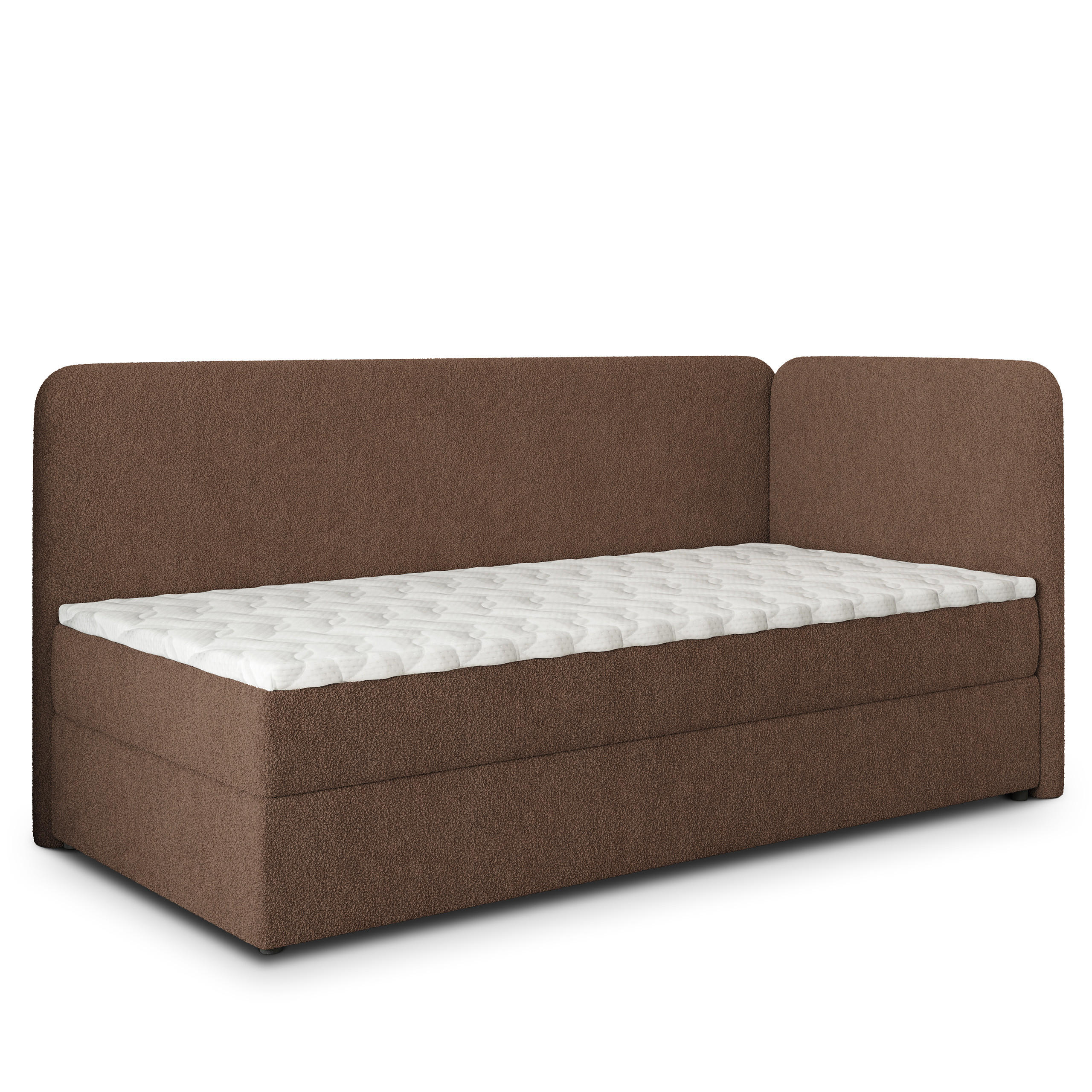 BOXBETT GINA 100x200 cm mit Matratze und Topper, H2+H3 - Braun - Braun, Holz (100/200cm) - MASSENO