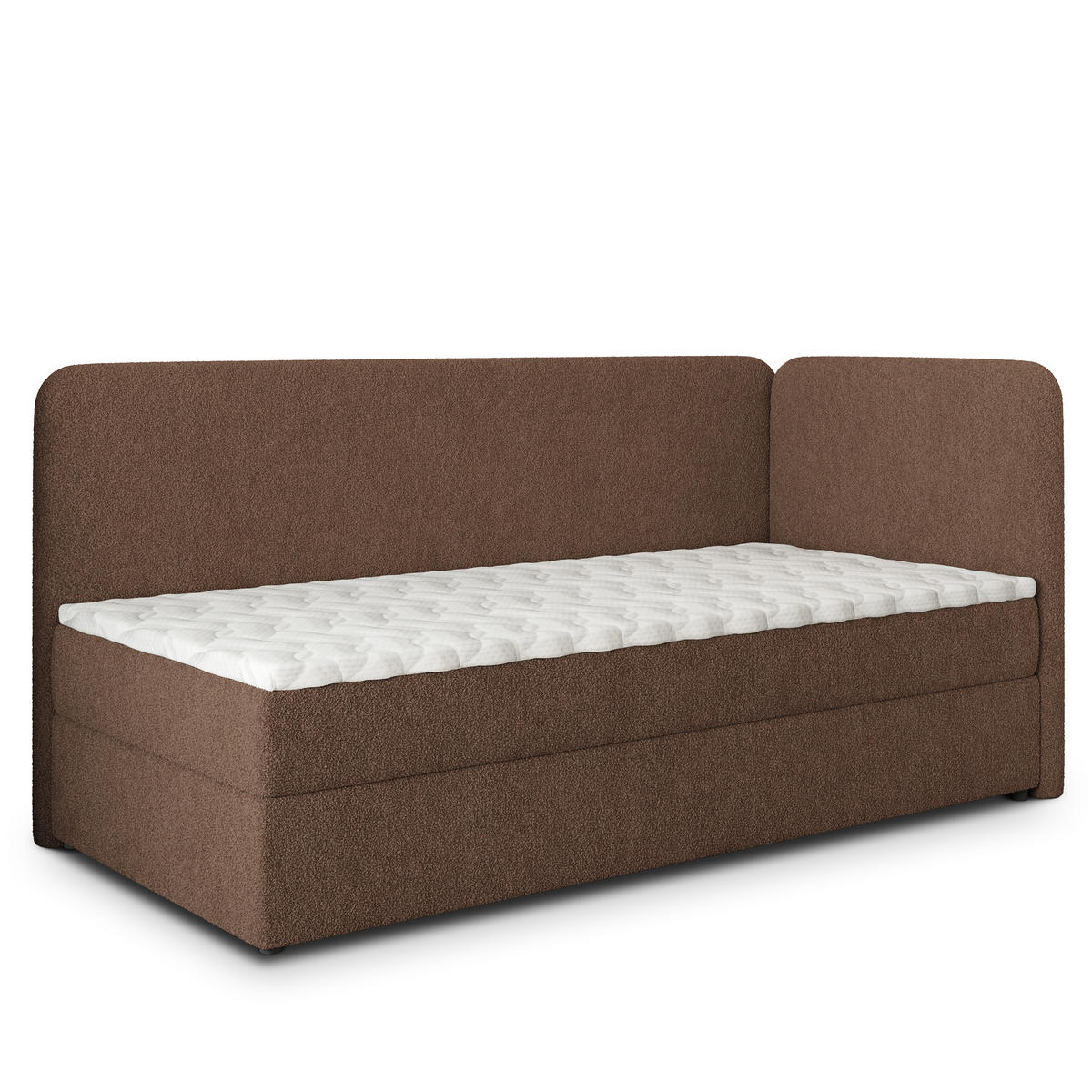 BOXBETT GINA 100x200 cm mit Matratze und Topper, H2+H3 - Braun - Braun, Holz (100/200cm) - MASSENO