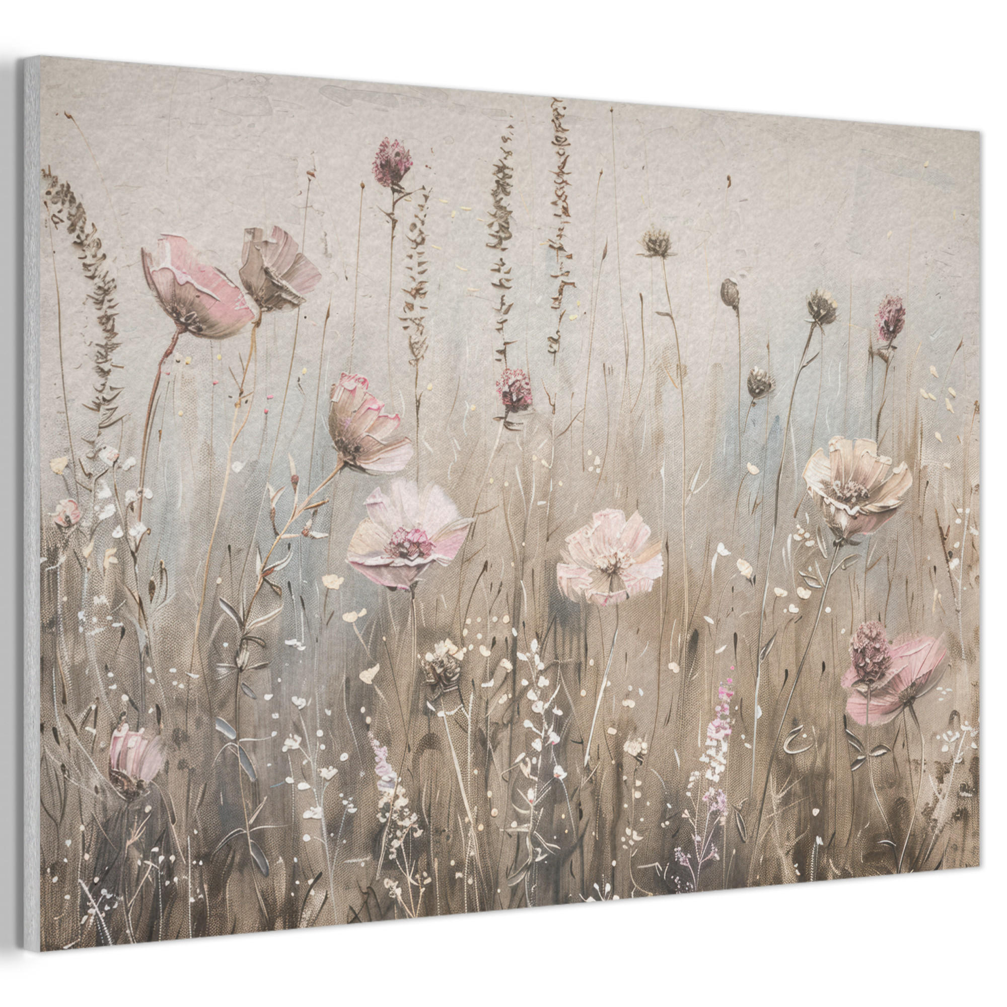 AKUSTIKBILD Blumen - Rosa - Modern - Beige Akustikpaneele 90x60 cm - Beige, Kunststoff (90/60/0.9cm) - MuchoWow
