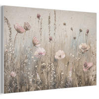 AKUSTIKBILD Blumen - Rosa - Modern - Beige Akustikpaneele 90x60 cm - Beige, Kunststoff (90/60/0.9cm) - MuchoWow