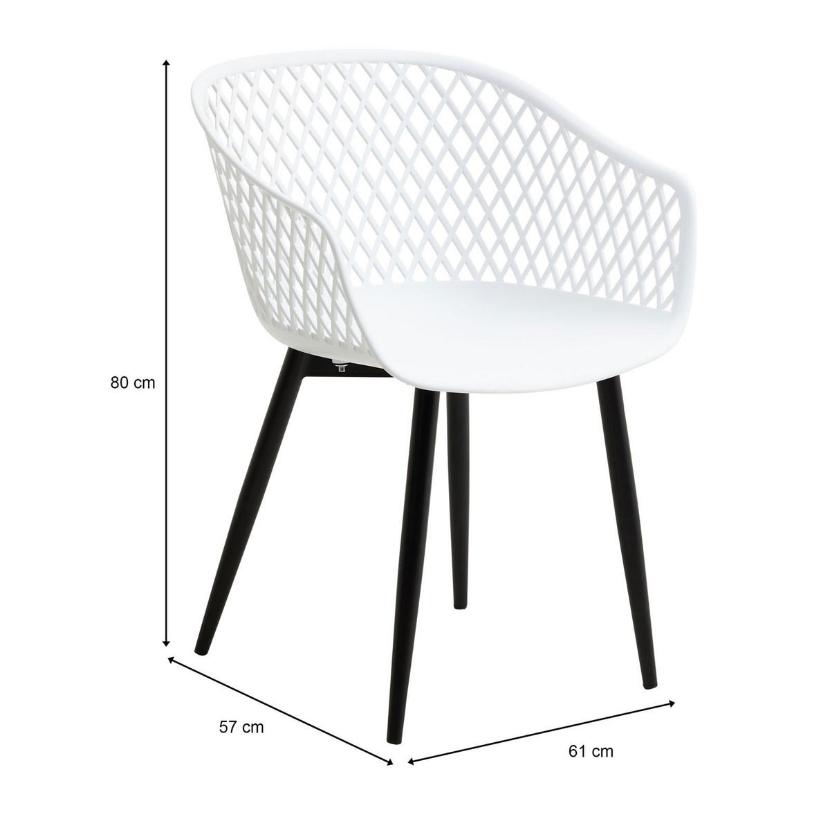 GARTENSTUHL MADEIRA 4ER-SET - Schwarz/Weiß, Textil (61/80/57cm) - IDIMEX